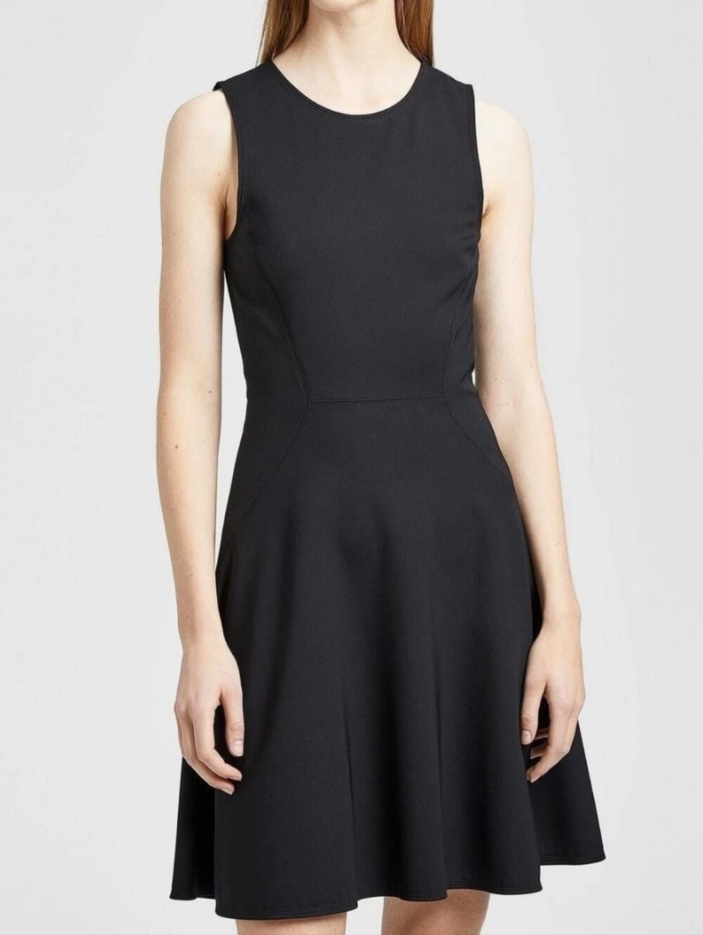Theory Wool Classic Black Sleeveless Fit-and-Flare Dress Size 10 Factory Defect